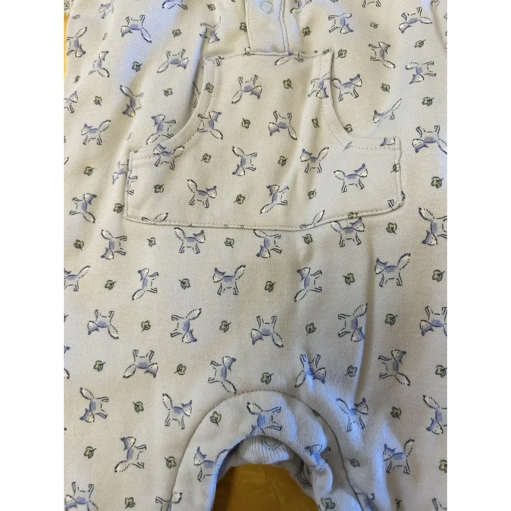 VTG Y2K Baby Gap Newborn Sleeper 3-6 Months Foxes Blue Snap